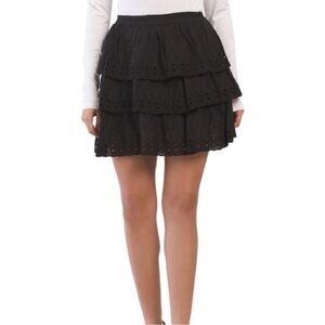 House of Harlow 1960 Black Tiered Eyelet Mini Skirt Size Small